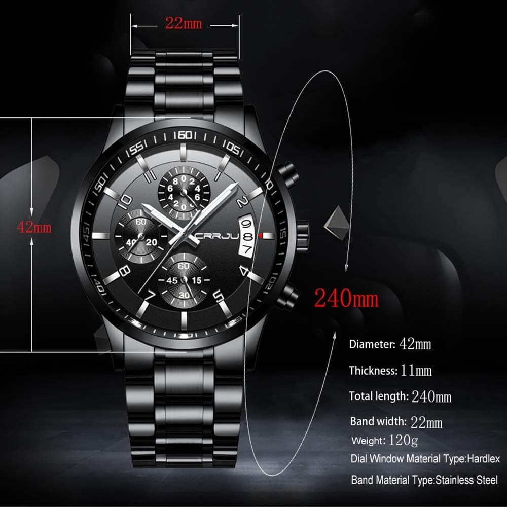 Men'S Fashion Stainless Steel Watches Date Waterproof Chronograph Wristwatches,Stainsteel Steel Band Waterproof Watch