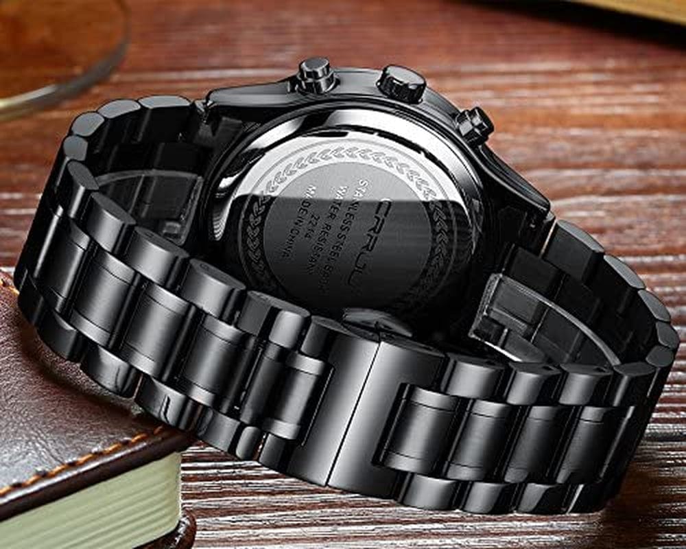 Men'S Fashion Stainless Steel Watches Date Waterproof Chronograph Wristwatches,Stainsteel Steel Band Waterproof Watch