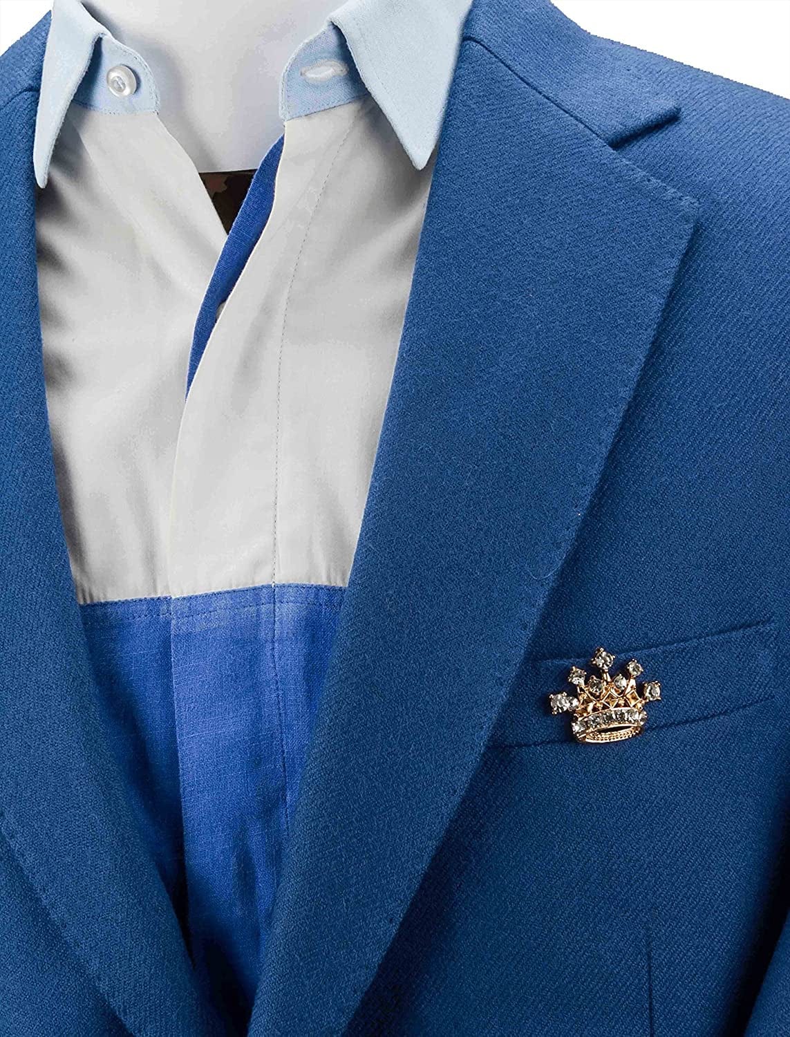 Men'S Golden Crown with Swarovski Detailing Lapel Pin / Brooch Golden