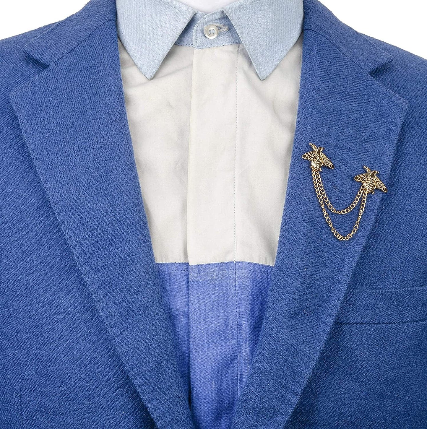 Men'S Golden Cute Bee with Hanging Chain Tassel Badge Suit Collar Brooch Lapel Pin