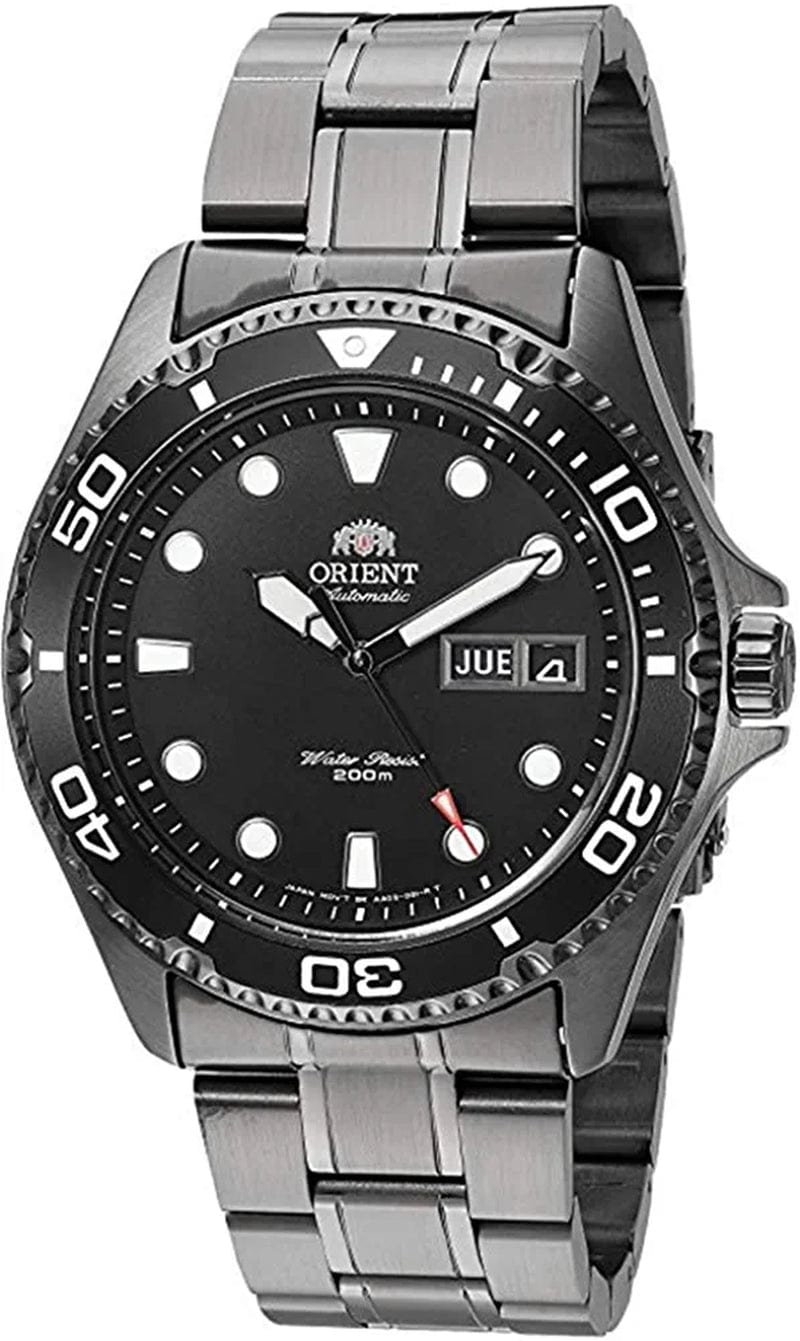 Men'S Japanese Automatic / Hand-Winding Stainless Steel 200 Meter Diving Watch IP Coated Black