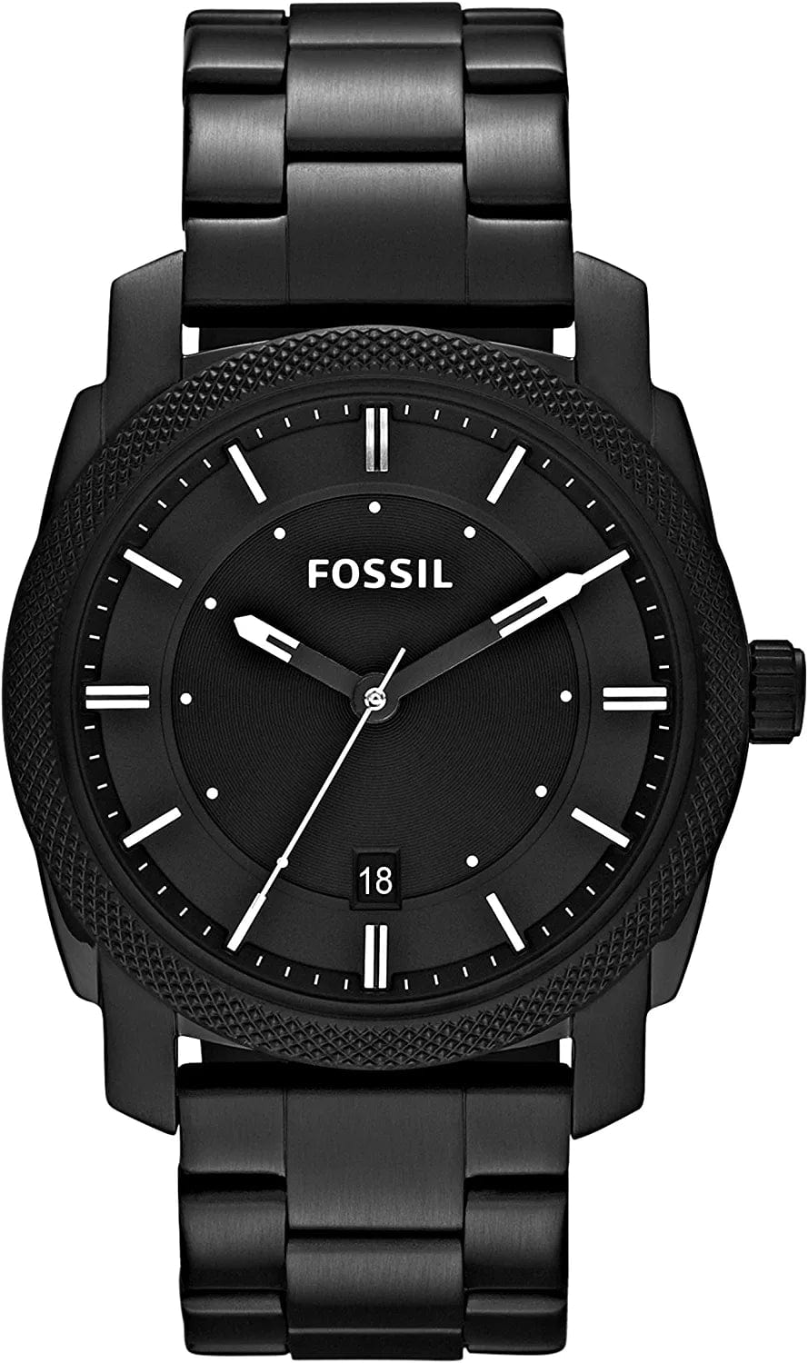 Men'S Machine Stainless Steel Quartz Watch Black Stainless Steel