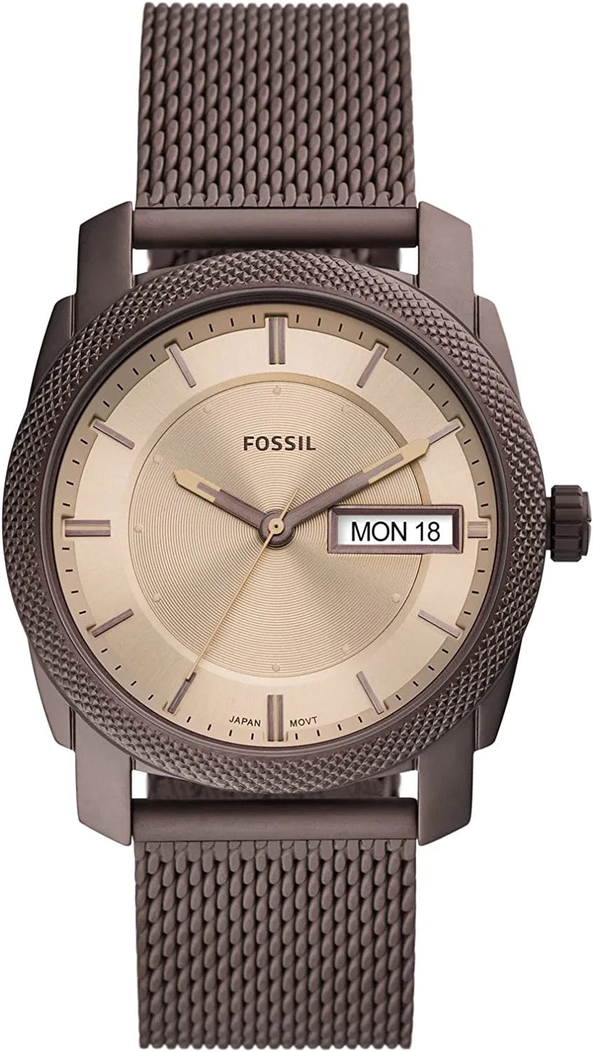 Men'S Machine Stainless Steel Quartz Watch Brown
