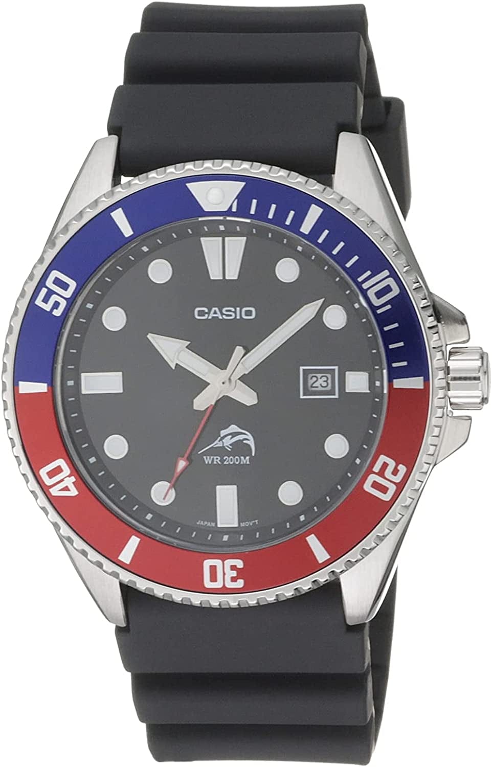 Men'S MDV106-1AV 200 M WR Black Dive Watch (MDV106-1A) Black/Red