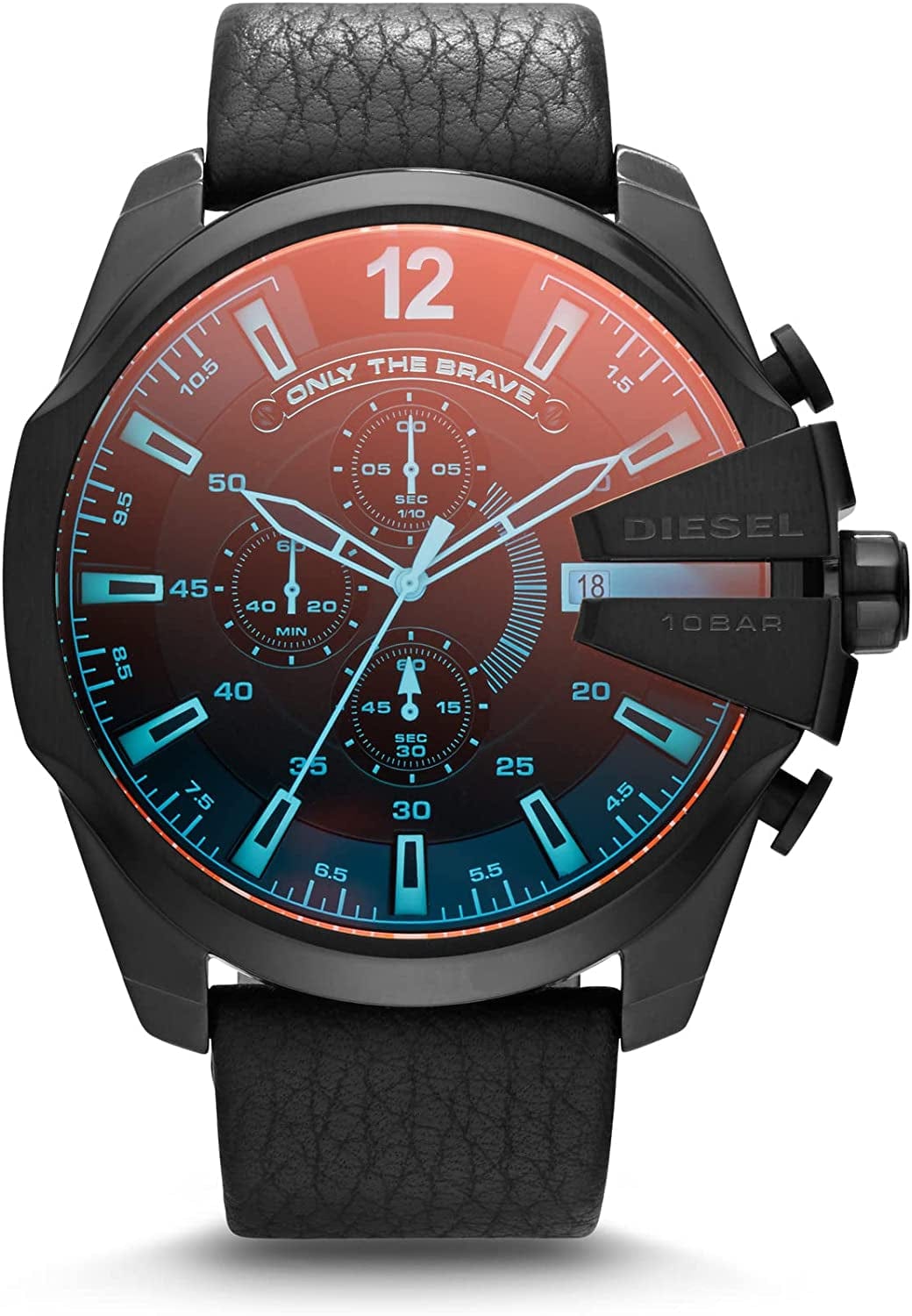 Men'S Mega Chief Stainless Steel Chronograph Quartz Watch Black/Iridescent