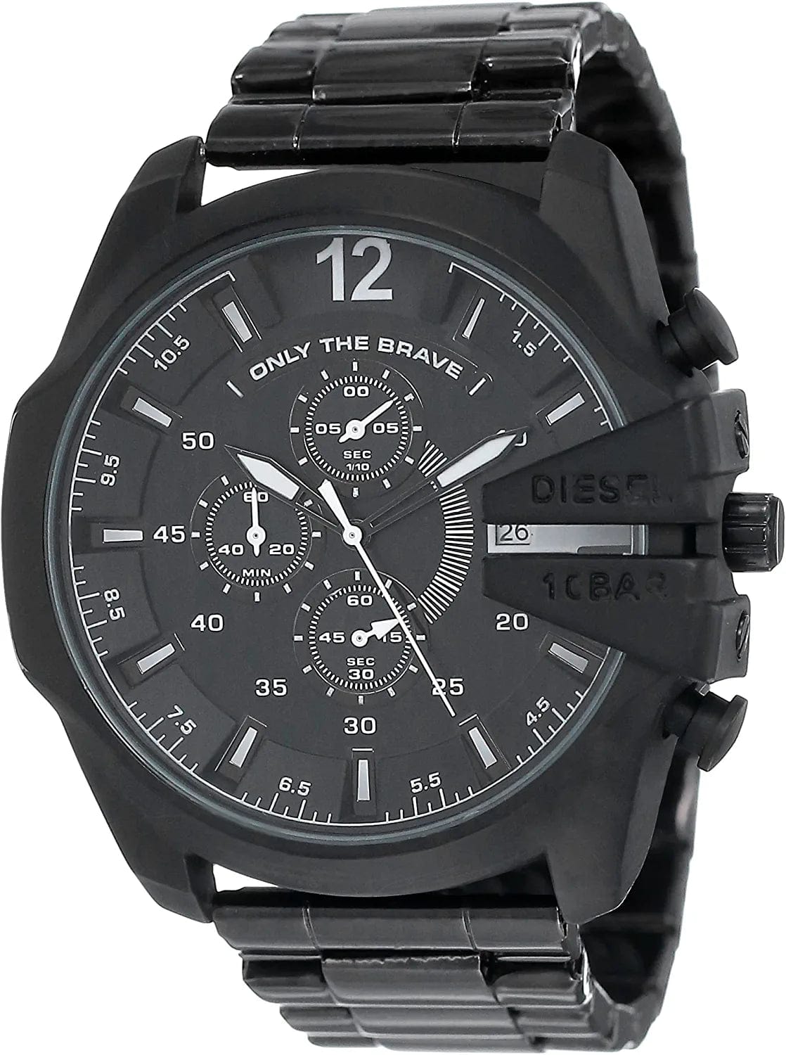 Men'S Mega Chief Stainless Steel Chronograph Quartz Watch Black Stainless