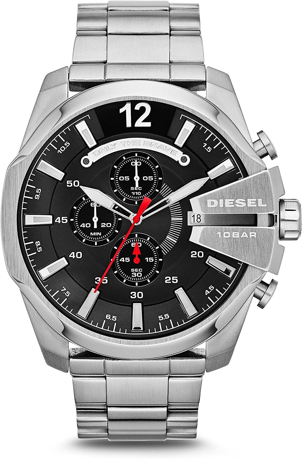 Men'S Mega Chief Stainless Steel Chronograph Quartz Watch Silver
