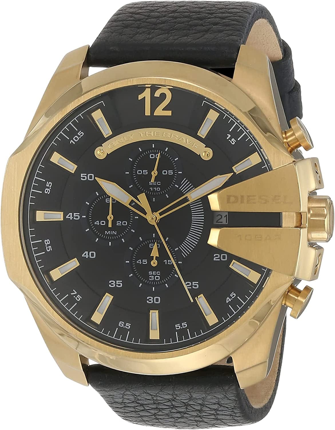 Men'S Mega Chief Stainless Steel Chronograph Quartz Watch Gold, Black
