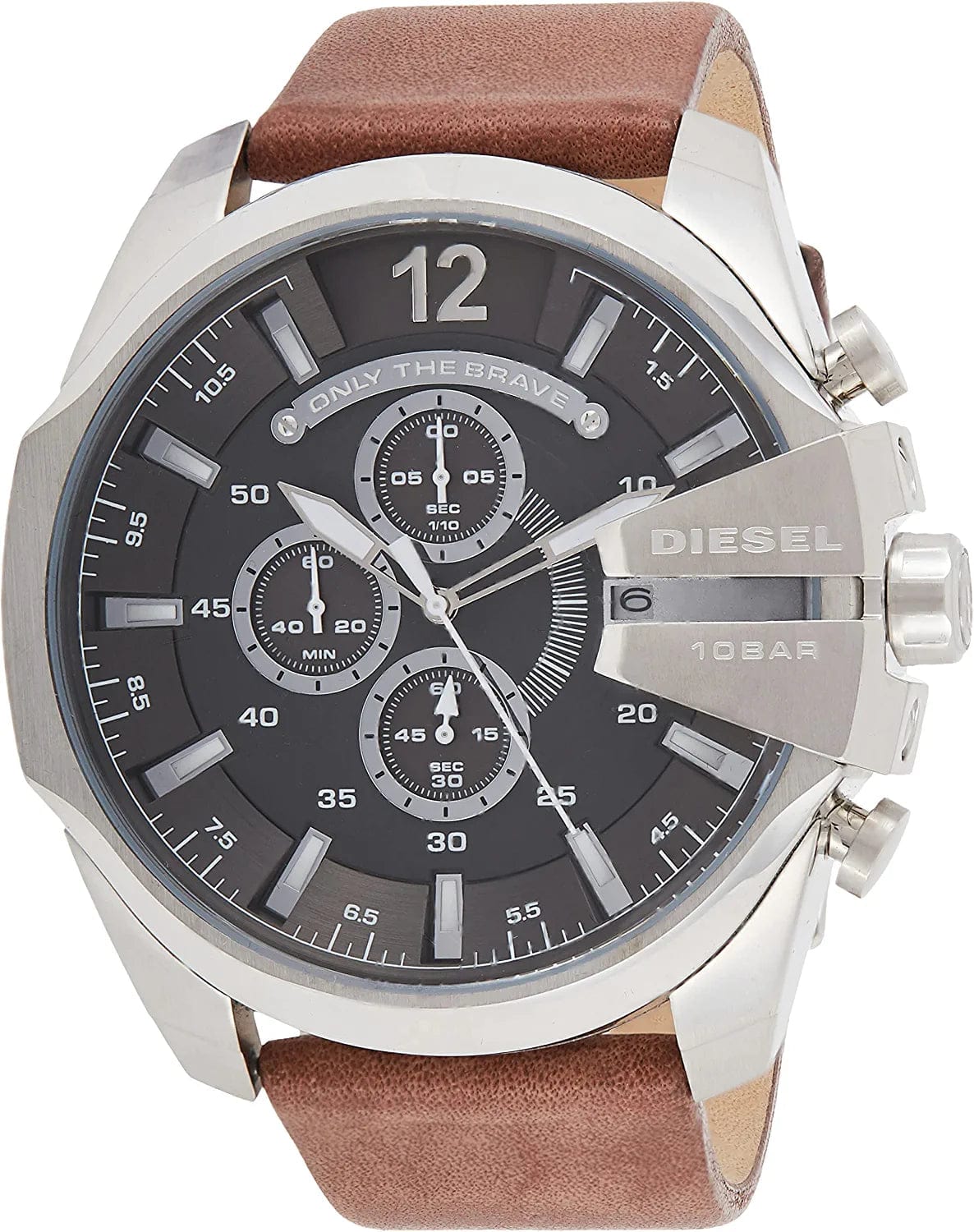 Men'S Mega Chief Stainless Steel Chronograph Quartz Watch Brown