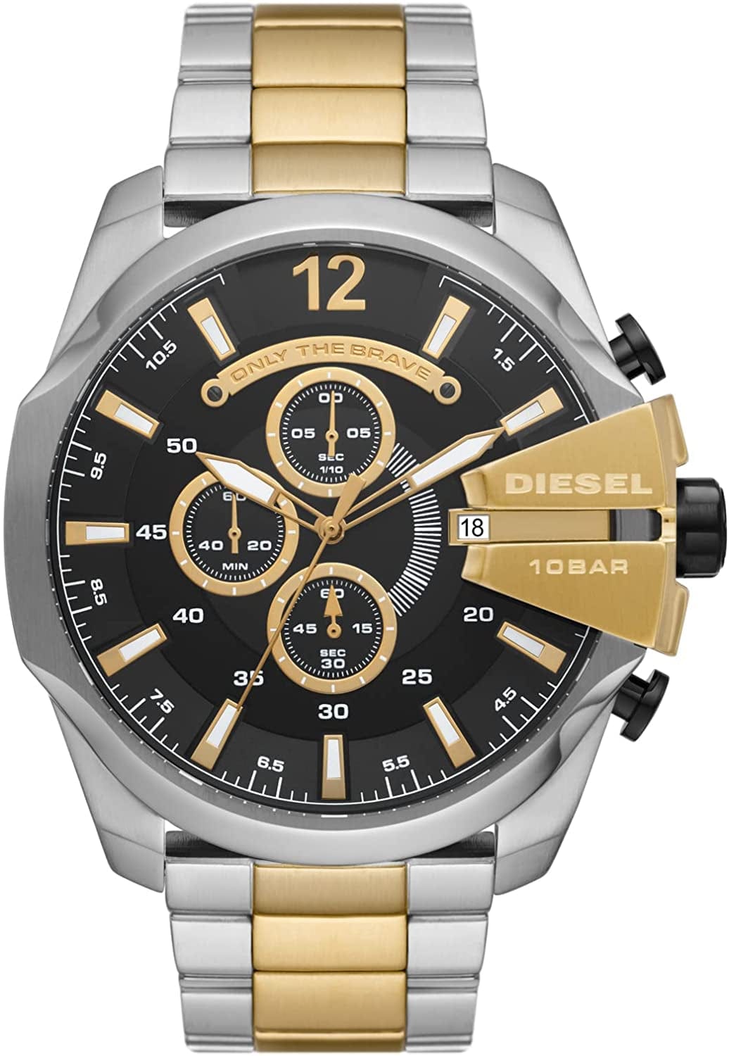 Men'S Mega Chief Stainless Steel Chronograph Quartz Watch Silver/Gold/Black