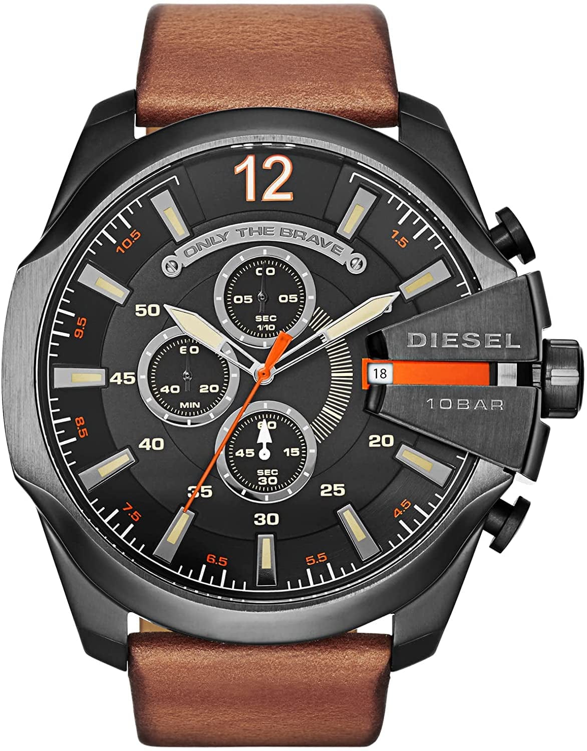 Men'S Mega Chief Stainless Steel Chronograph Quartz Watch Brown/Black