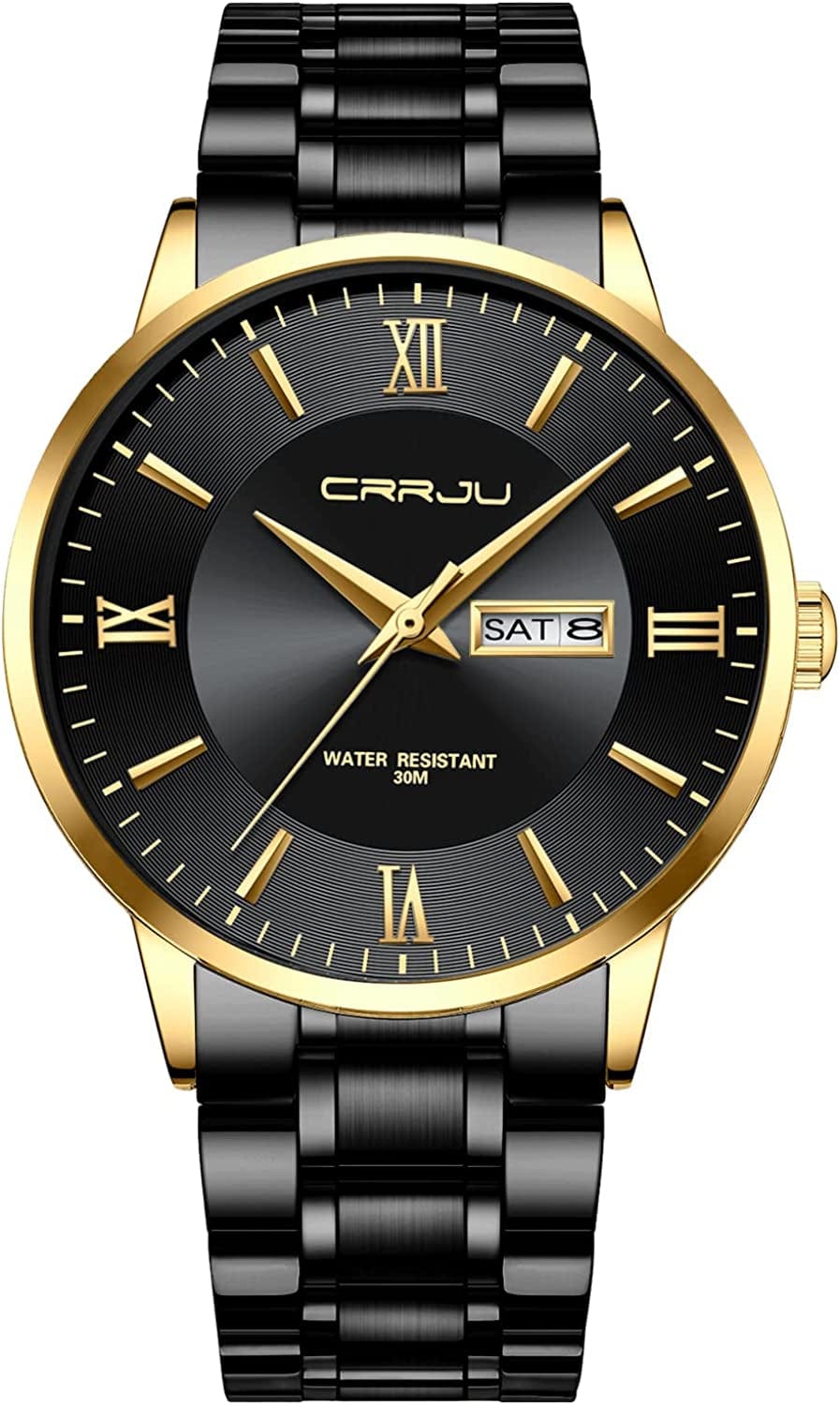 Men'S Minimalist Casual Luxury Auto Date Watches Fashion Business Japan Movement Quartz Waterproof Wristwatches for Men,Silver Stainsteel Steel Band Watch black gold
