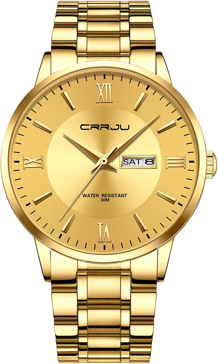 Men'S Minimalist Casual Luxury Auto Date Watches Fashion Business Japan Movement Quartz Waterproof Wristwatches for Men,Silver Stainsteel Steel Band Watch gold gold