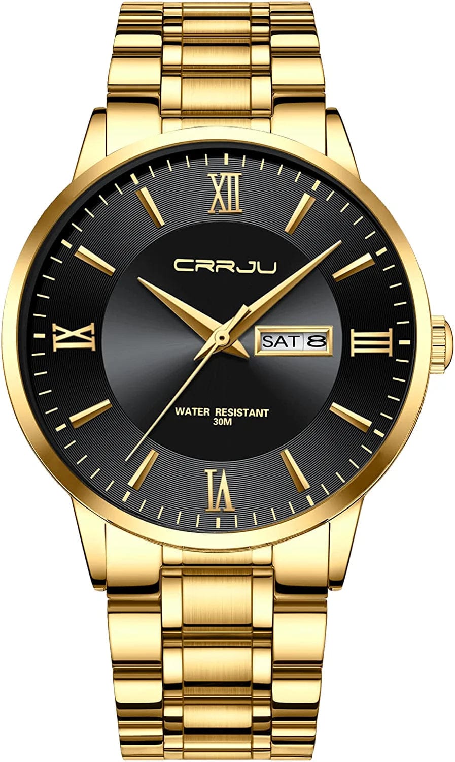 Men'S Minimalist Casual Luxury Auto Date Watches Fashion Business Japan Movement Quartz Waterproof Wristwatches for Men,Silver Stainsteel Steel Band Watch gold black