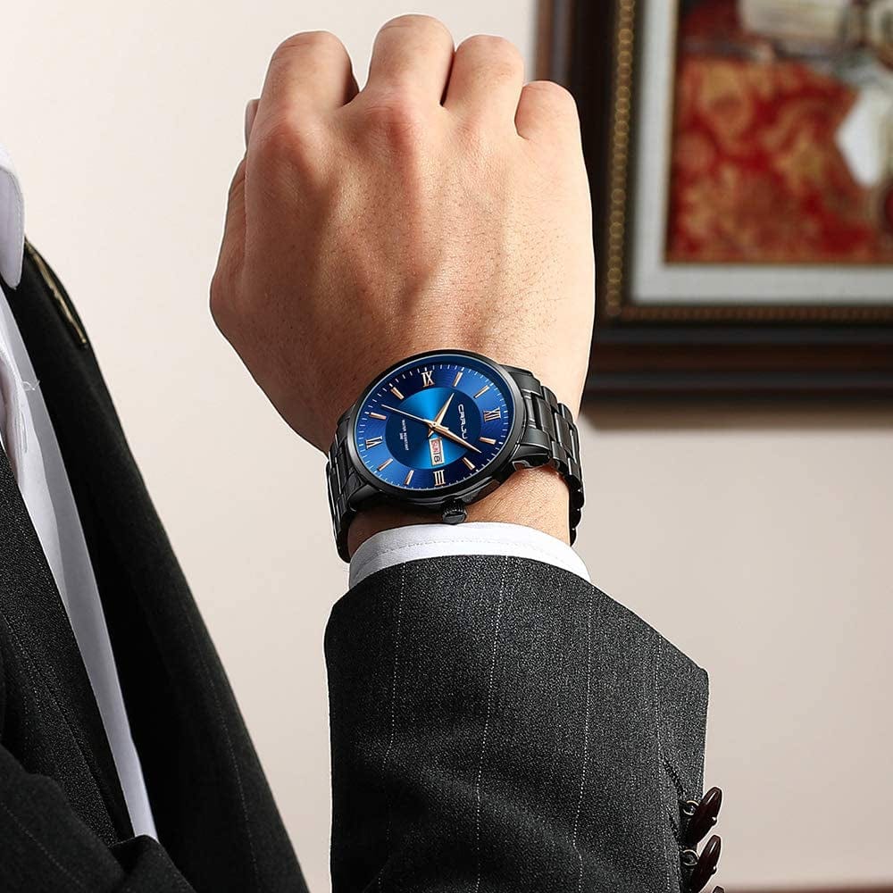 Men'S Minimalist Casual Luxury Auto Date Watches Fashion Business Japan Movement Quartz Waterproof Wristwatches for Men,Silver Stainsteel Steel Band Watch
