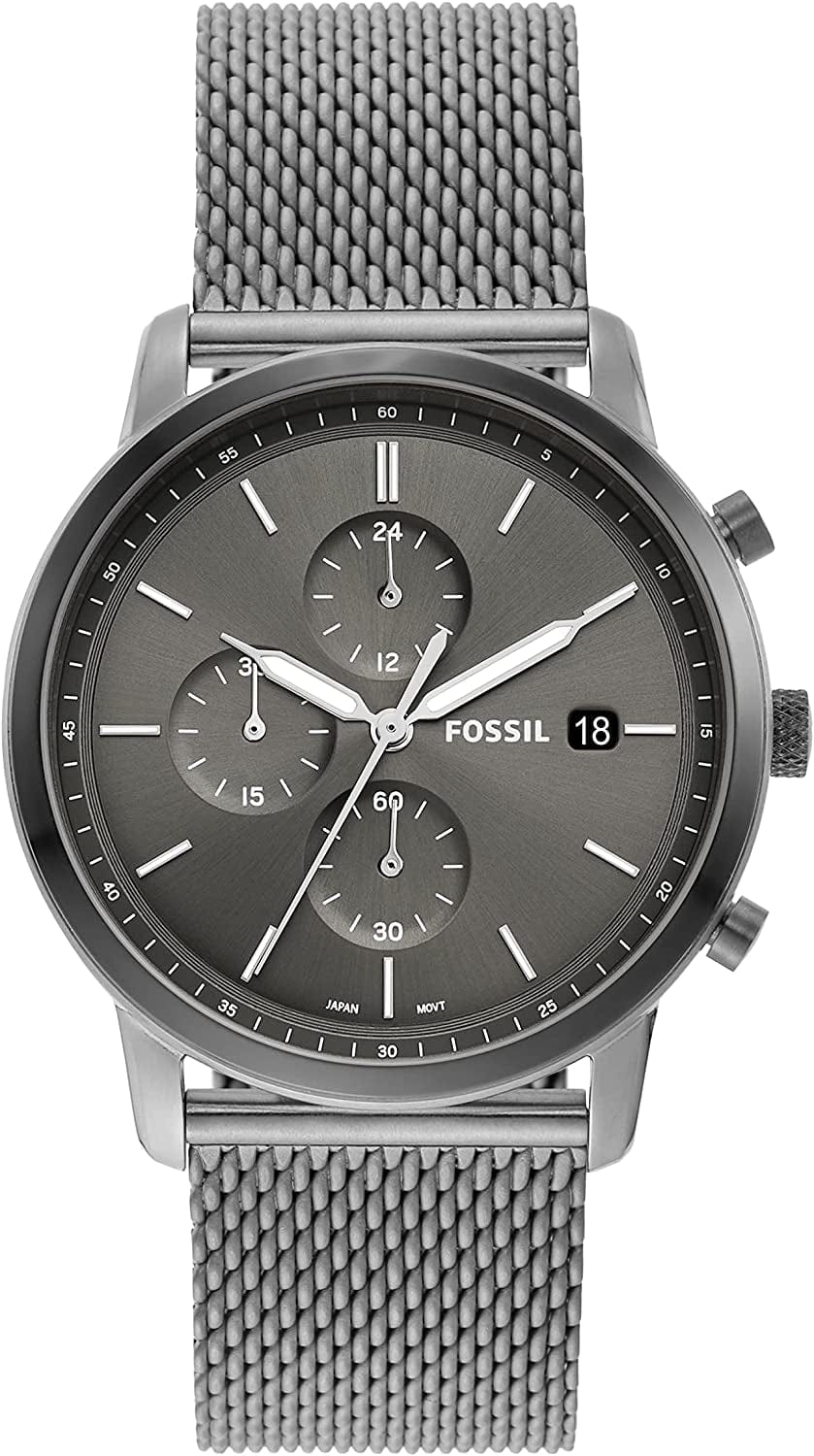 Men'S Minimalist Stainless Steel Slim Casual Quartz Chronograph Watch Silver Mesh