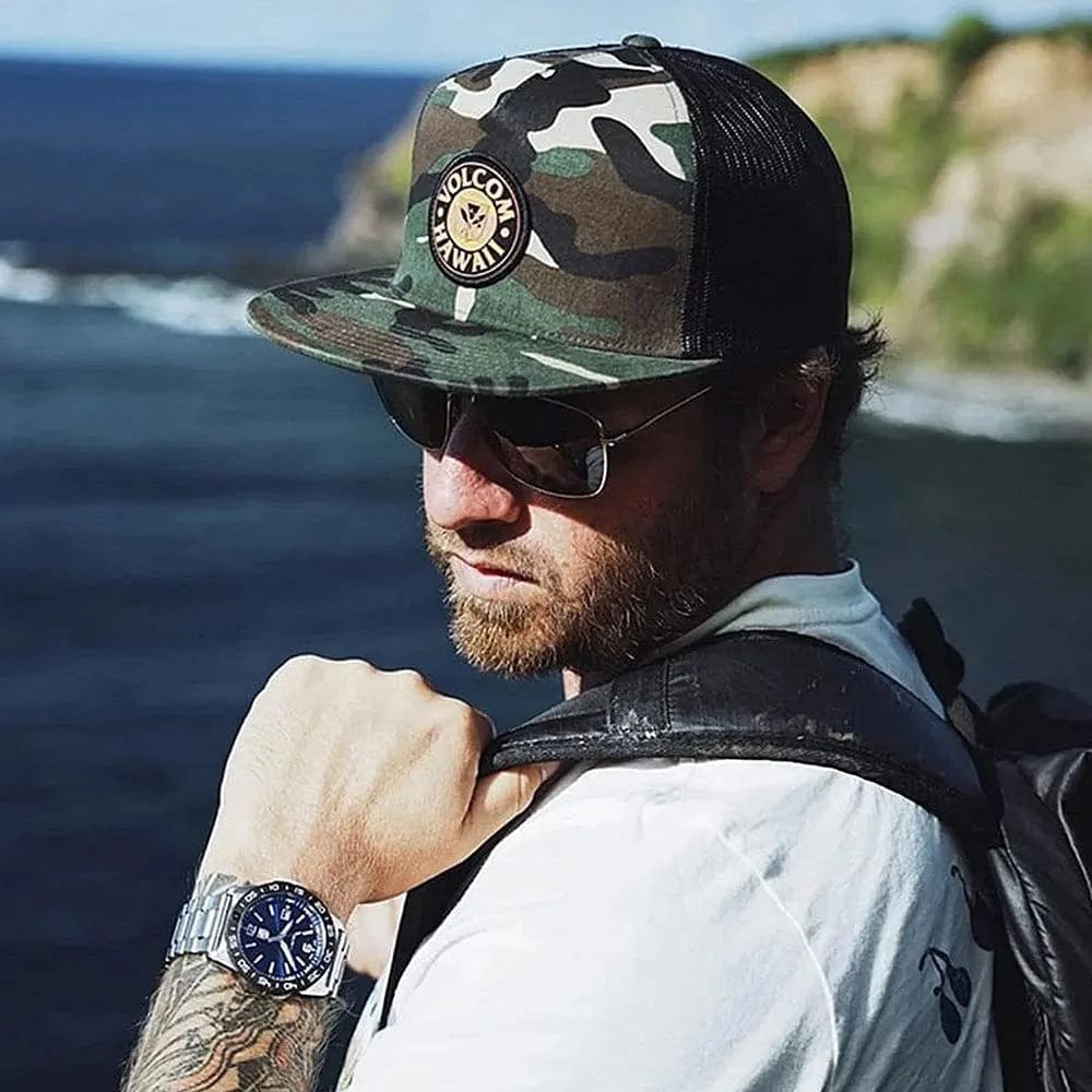 Men'S Navy Seal Pacific Diver 3120 Series Silver Stainless Steel Oyster Band Blue Dial Quartz Analog Watch