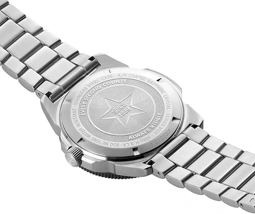 Men'S Navy Seal Pacific Diver 3120 Series Silver Stainless Steel Oyster Band Blue Dial Quartz Analog Watch