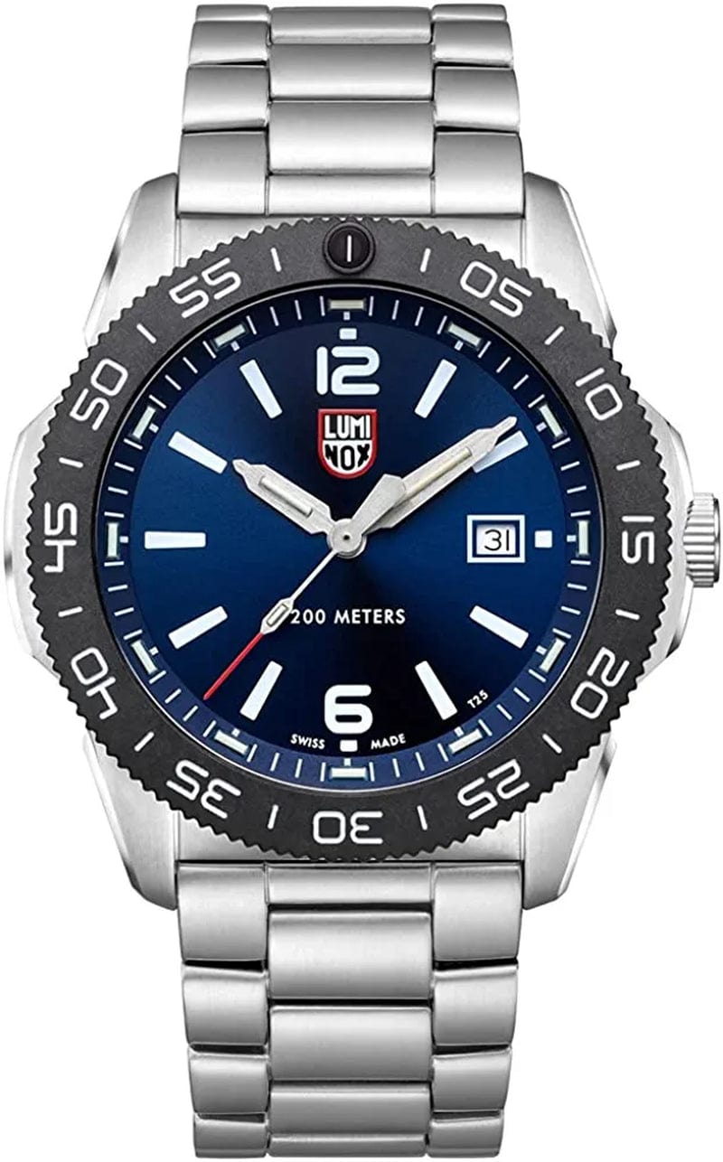 Men'S Navy Seal Pacific Diver 3120 Series Silver Stainless Steel Oyster Band Blue Dial Quartz Analog Watch