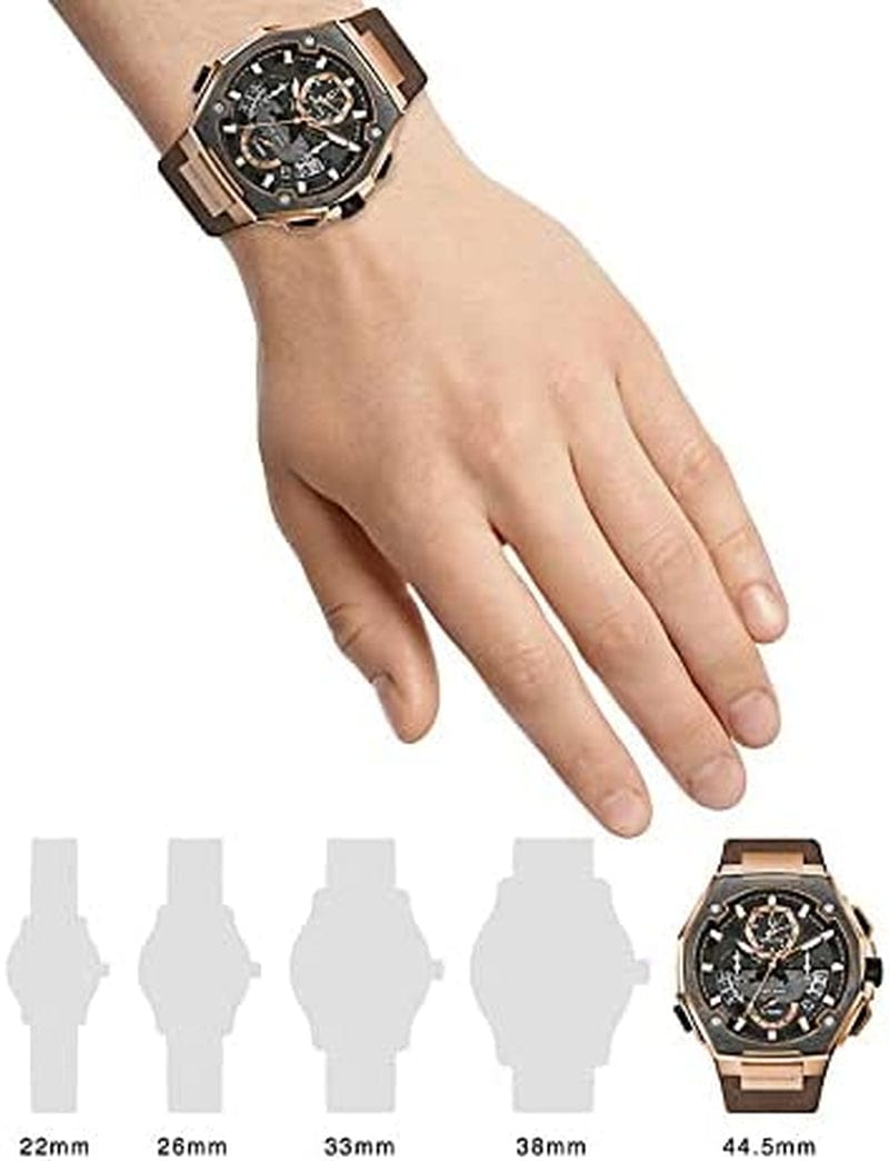 Men'S Precisionist X 10Th Anniversary Rose Gold Stainless Steel and Demascus Steel 8-Hand Chronograph Watch with Brown Leather Strap and Sapphire Crystal Style: 98B356