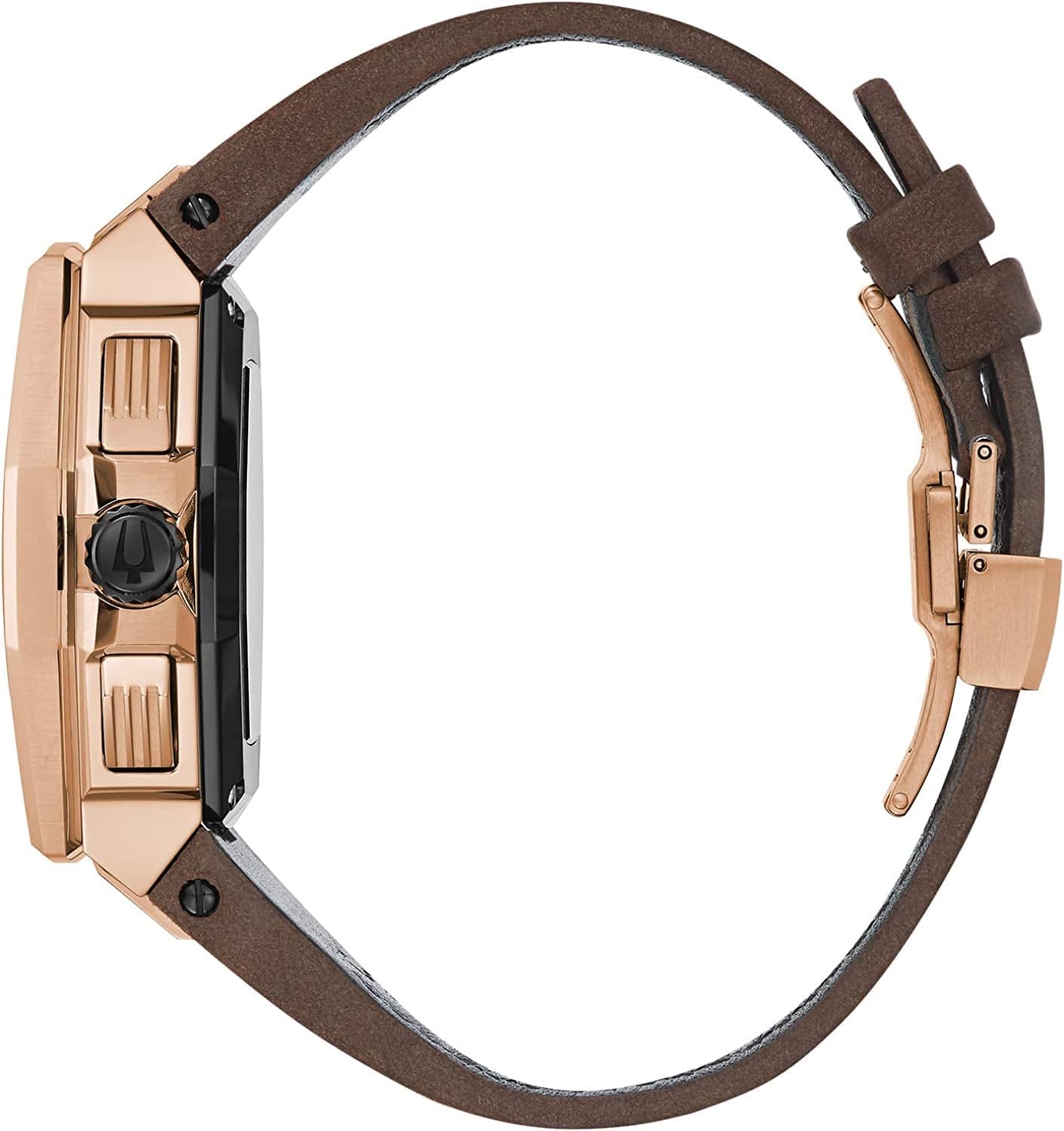 Men'S Precisionist X 10Th Anniversary Rose Gold Stainless Steel and Demascus Steel 8-Hand Chronograph Watch with Brown Leather Strap and Sapphire Crystal Style: 98B356