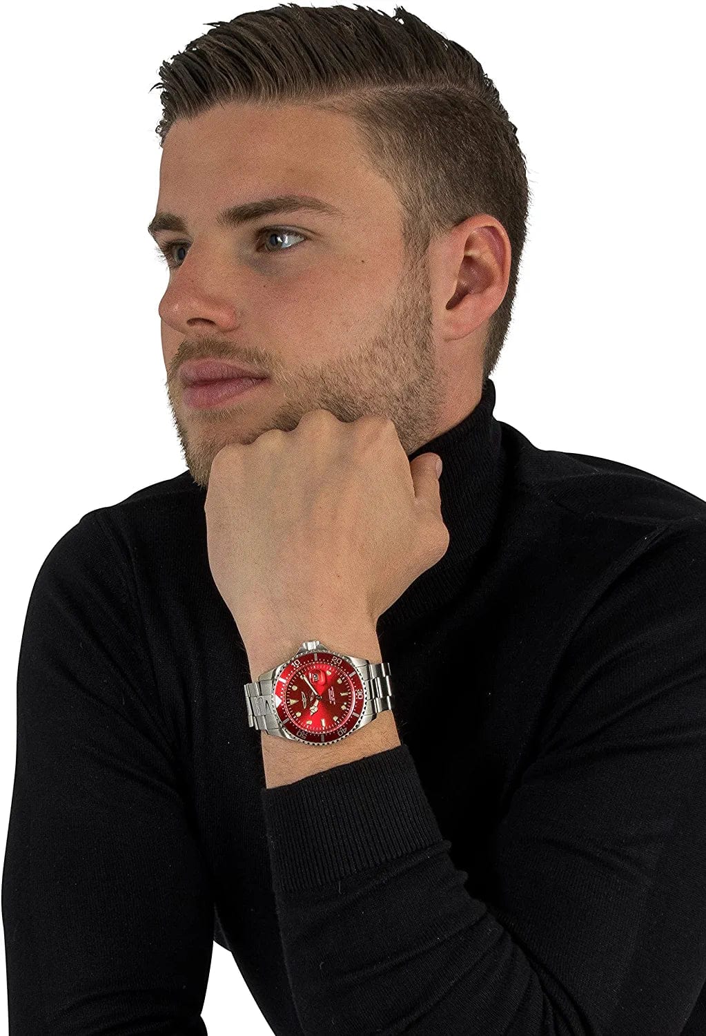 Men'S Pro Diver 43Mm Stainless Steel Quartz Watch, Silver/Red, Silver/Blue (Model: 22048, 25716)