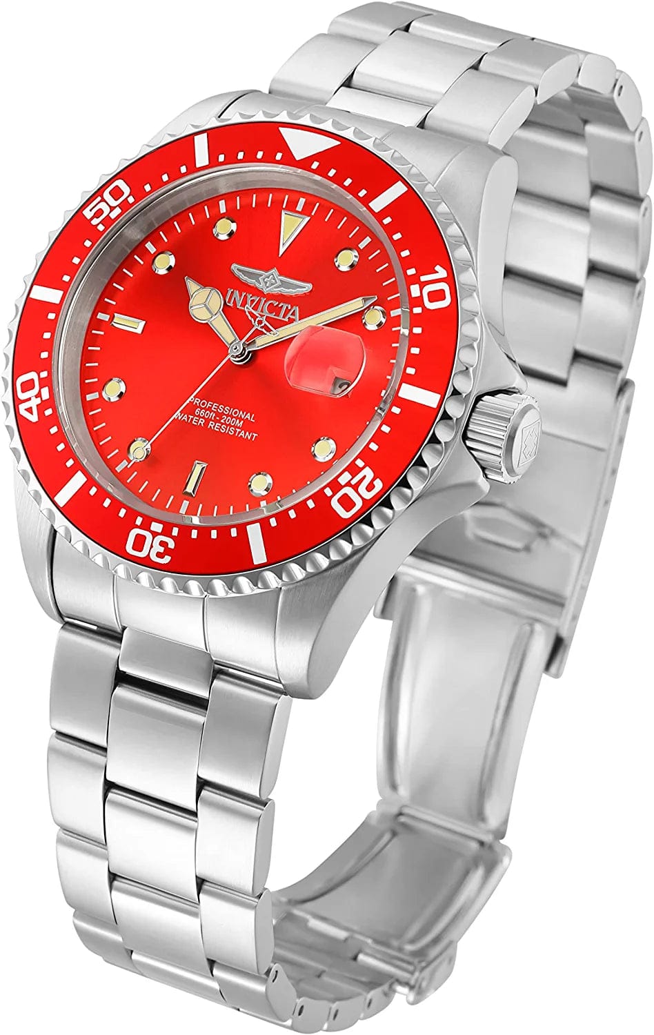Men'S Pro Diver 43Mm Stainless Steel Quartz Watch, Silver/Red, Silver/Blue (Model: 22048, 25716)