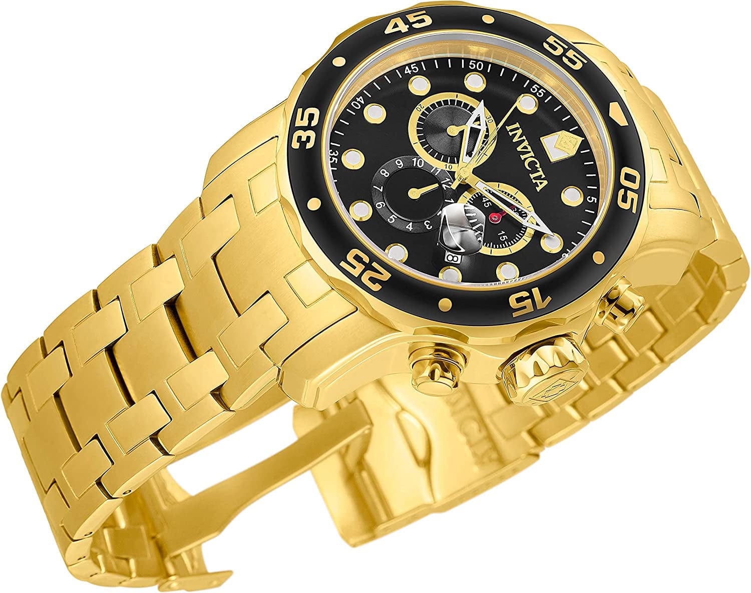 Men'S Pro Diver Collection Chronograph 18K Gold-Plated Watch (Model: 0072, 21954, 21958)