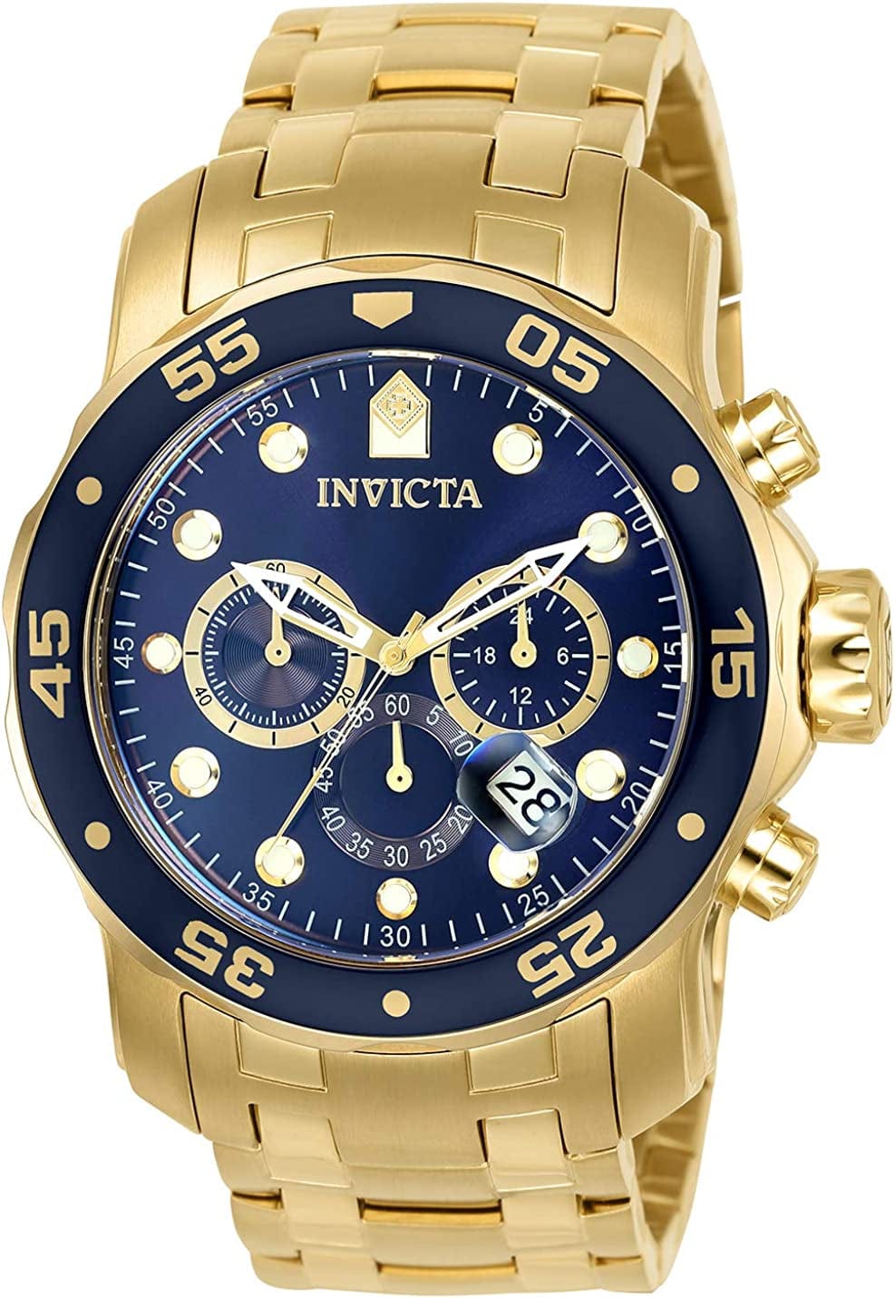 Men'S Pro Diver Collection Chronograph Watch Gold & Blue / 48mm