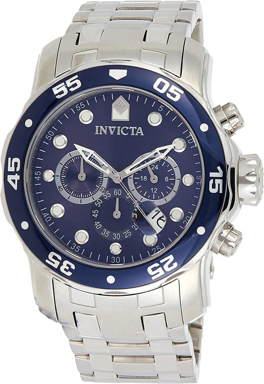 Men'S Pro Diver Collection Chronograph Watch Silver & Blue / 48mm