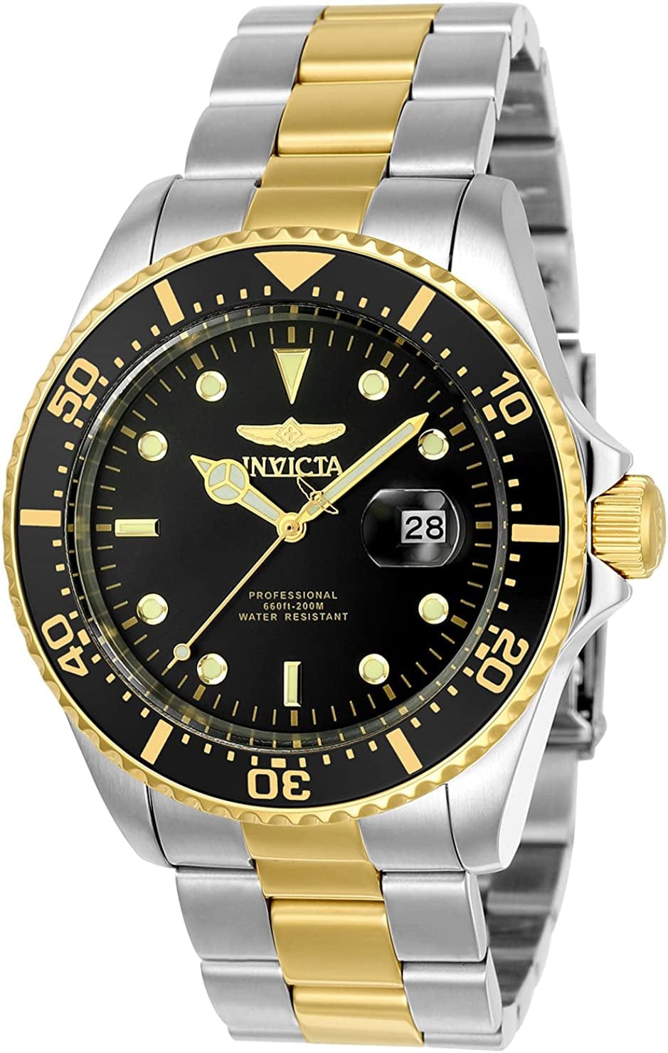 Men'S Pro Diver Quartz Diving Watch with Stainless-Steel Strap, Two Tone, 22 (Model: 23229 23388) Stainless Steel