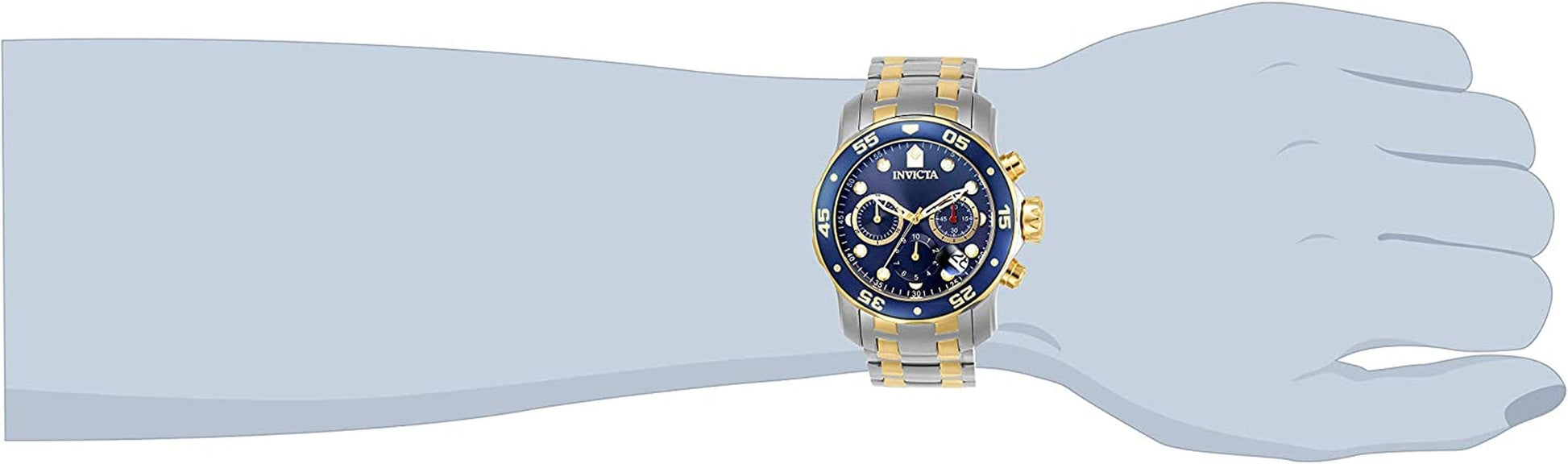 Men'S Pro Diver Scuba 48Mm Two Tone Stainless Steel Chronograph Quartz Watch, Tt/Blue (Model: 0077)