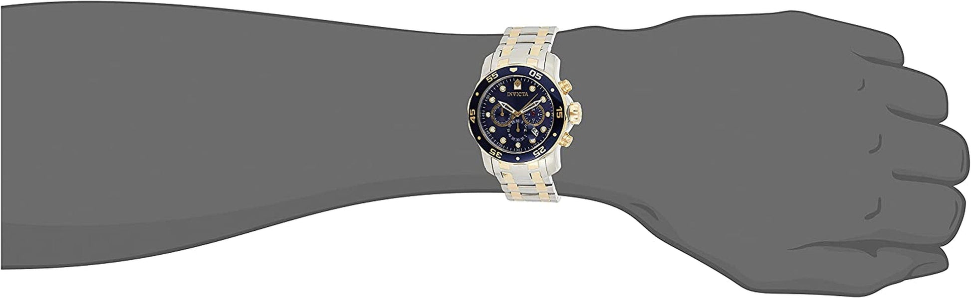 Men'S Pro Diver Scuba 48Mm Two Tone Stainless Steel Chronograph Quartz Watch, Tt/Blue (Model: 0077)
