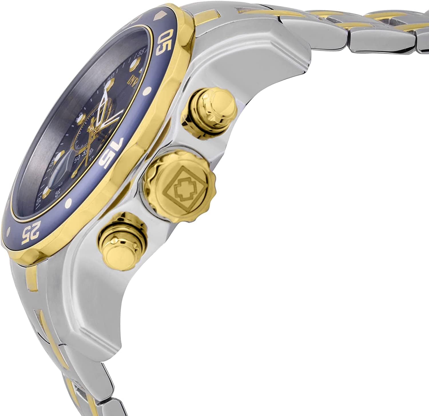 Men'S Pro Diver Scuba 48Mm Two Tone Stainless Steel Chronograph Quartz Watch, Tt/Blue (Model: 0077)