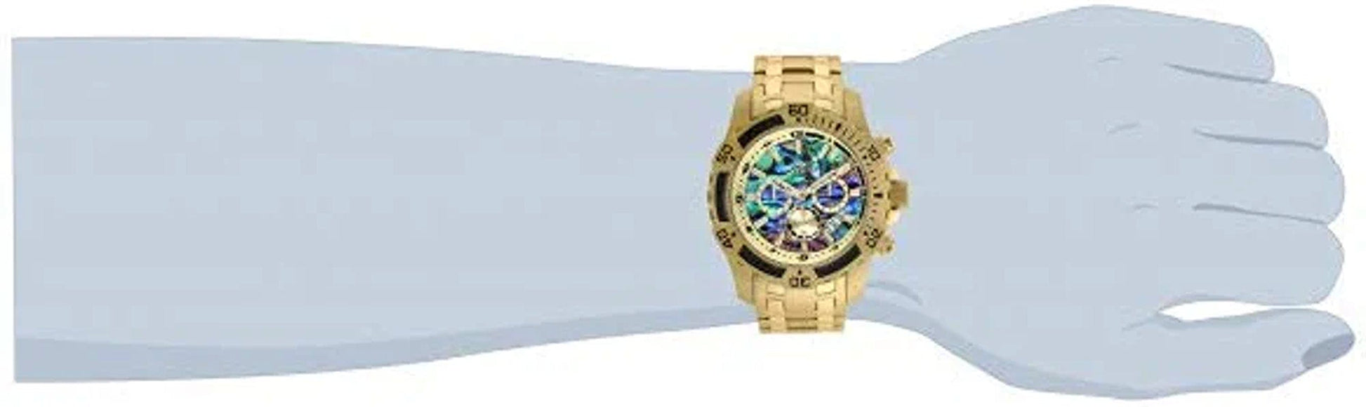 Men'S Pro Diver Scuba Quartz Chronograph Carbon Fiber Bezel Abalone Dial Bracelet Watch, 50Mm