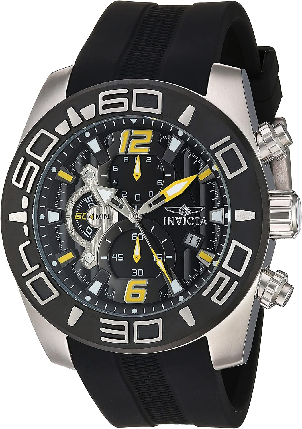 Men'S Pro Diver Stainless Steel Quartz Watch with Silicone Strap, (Model: 22808, 22809) 22809
