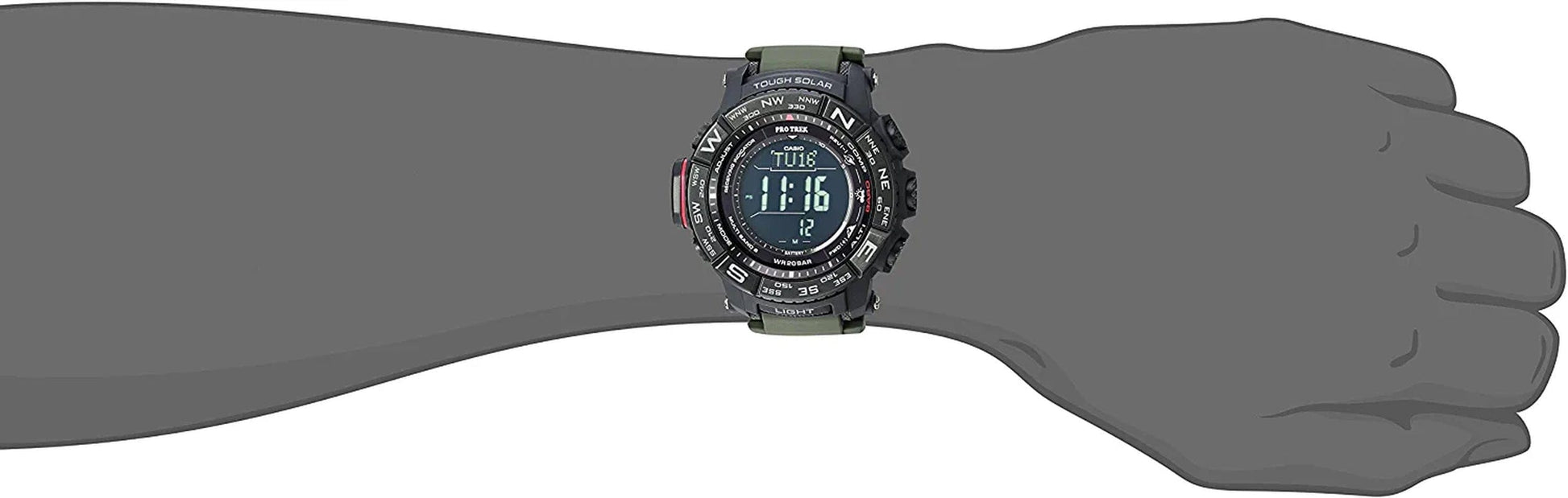 Men'S 'PRO TREK' Tough Solar Powered and Stainless Steel Watch, Color:Green (Model: PRW-3510Y-8CR)