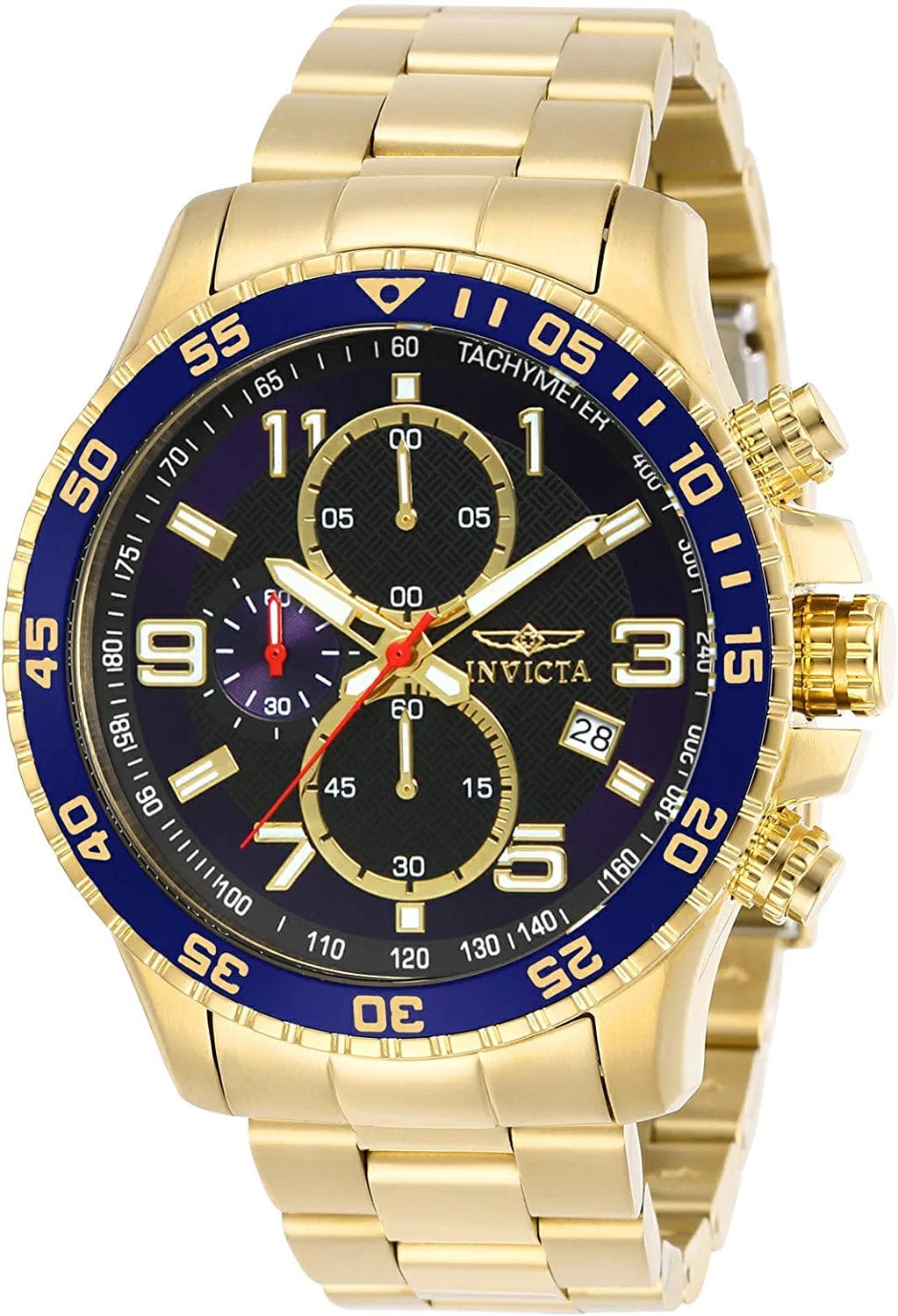 Men'S Specialty Chronograph Textured Dial Stainless Steel Watch Gold Ion-Plating / 45mm