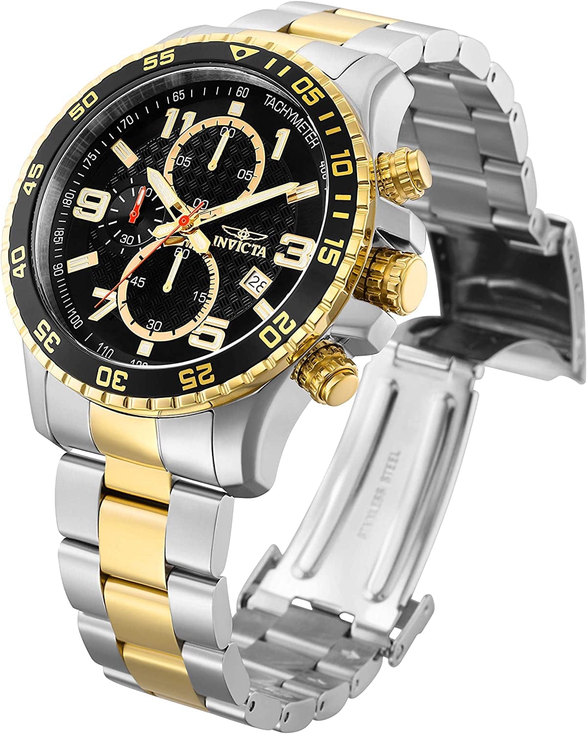 Men'S Specialty Chronograph Textured Dial Stainless Steel Watch