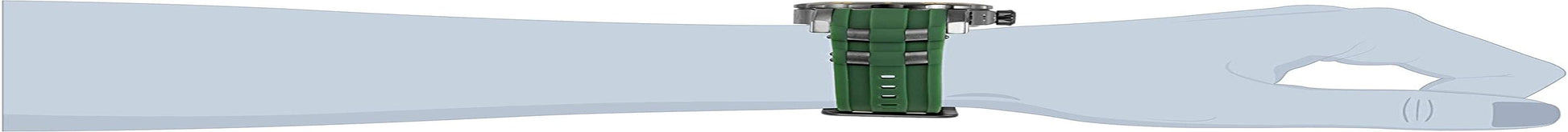 Men'S Stainless Steel Quartz Watch with Silicone Strap, Green, 26 (Model: 32517)