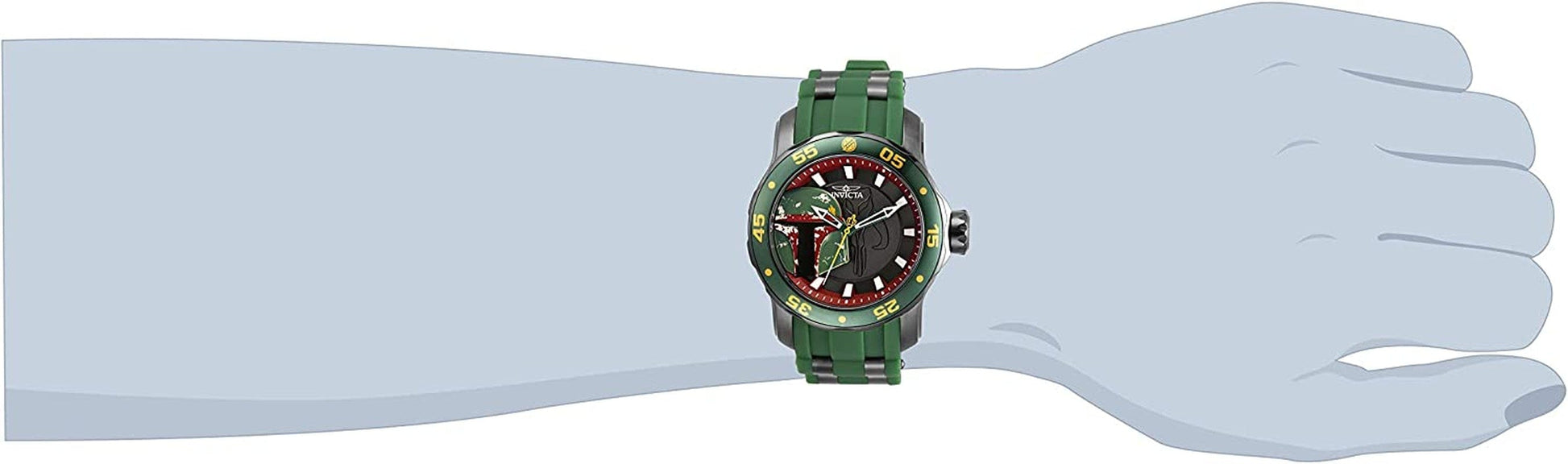 Men'S Stainless Steel Quartz Watch with Silicone Strap, Green, 26 (Model: 32517)
