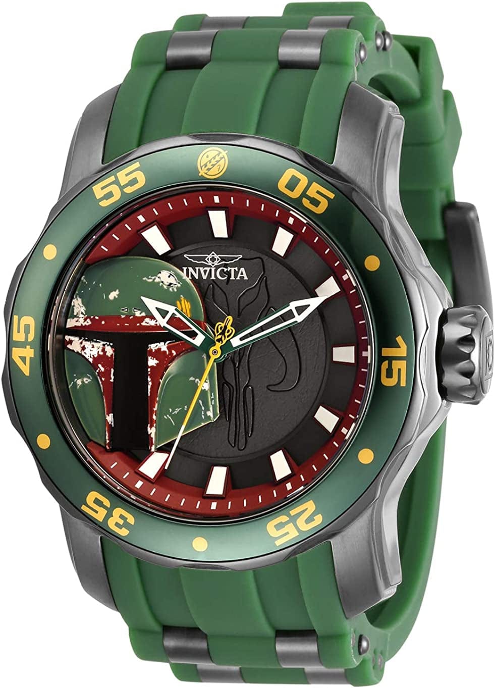 Men'S Stainless Steel Quartz Watch with Silicone Strap, Green, 26 (Model: 32517)