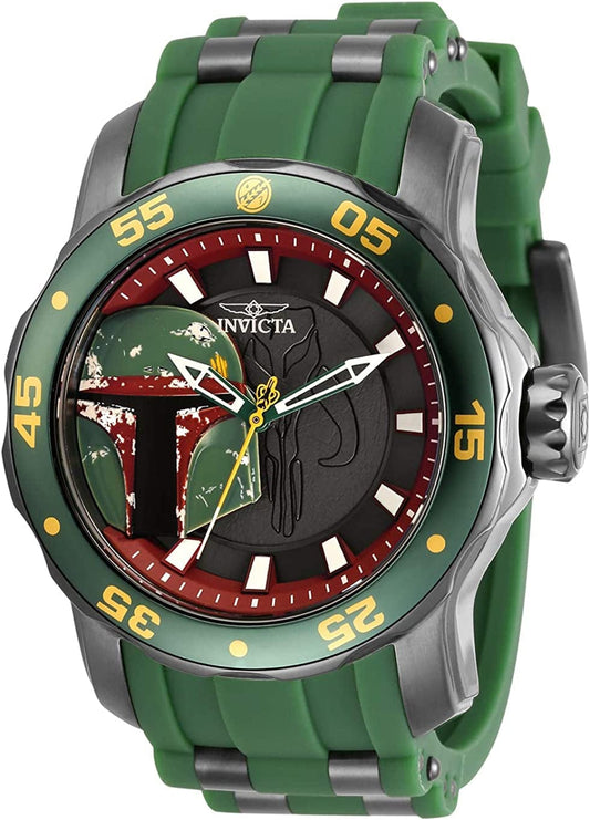 Men'S Stainless Steel Quartz Watch with Silicone Strap, Green, 26 (Model: 32517)