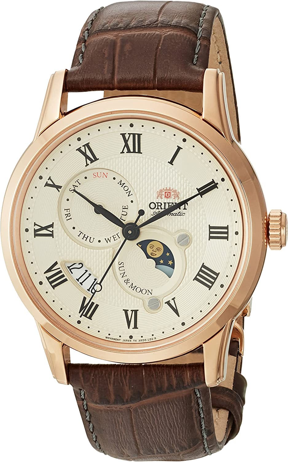 Men'S 'Sun and Moon Version 3' Japanese Automatic / Hand-Winding Watch with Sapphire Crystal Brown