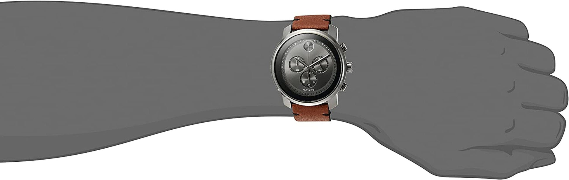 Men'S Swiss Quartz Stainless Steel and Brown Leather Casual Watch (Model: 3600367)