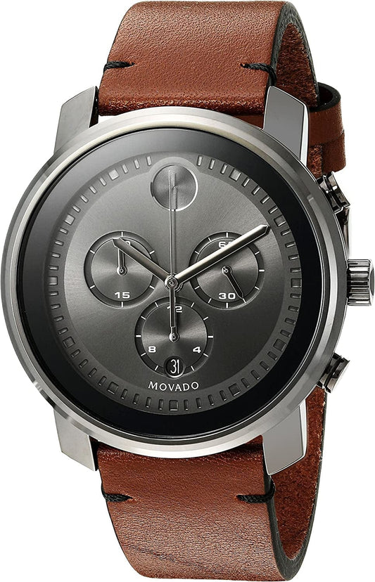 Men'S Swiss Quartz Stainless Steel and Brown Leather Casual Watch (Model: 3600367)