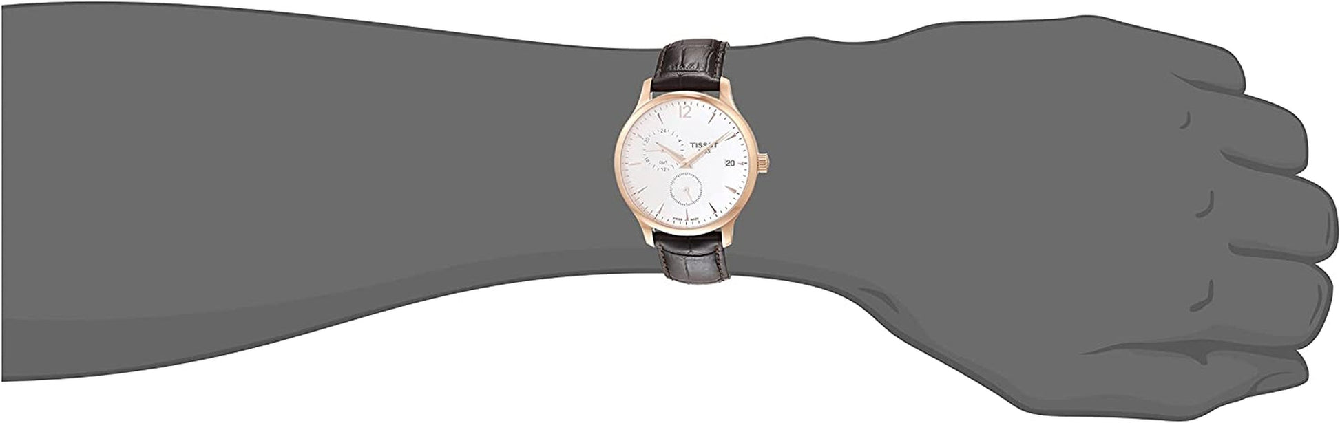 Men'S Tradition GMT Stainless Steel Quartz Watch with Leather Strap, Brown, 20 (Model: T0636393603700)