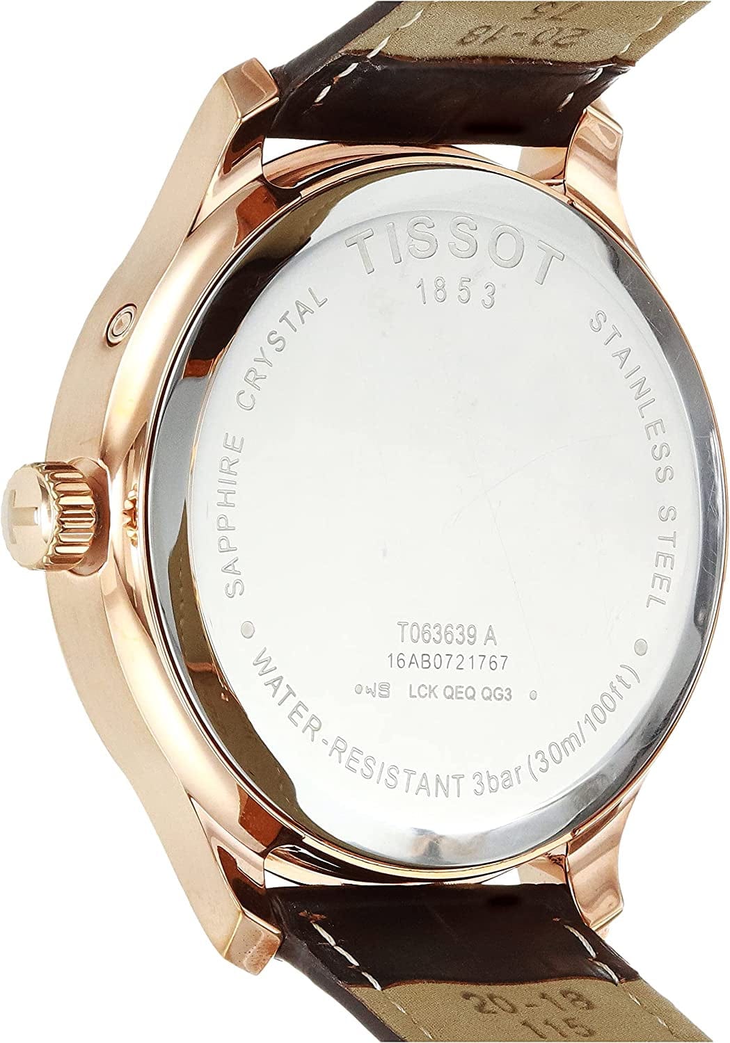 Men'S Tradition GMT Stainless Steel Quartz Watch with Leather Strap, Brown, 20 (Model: T0636393603700)