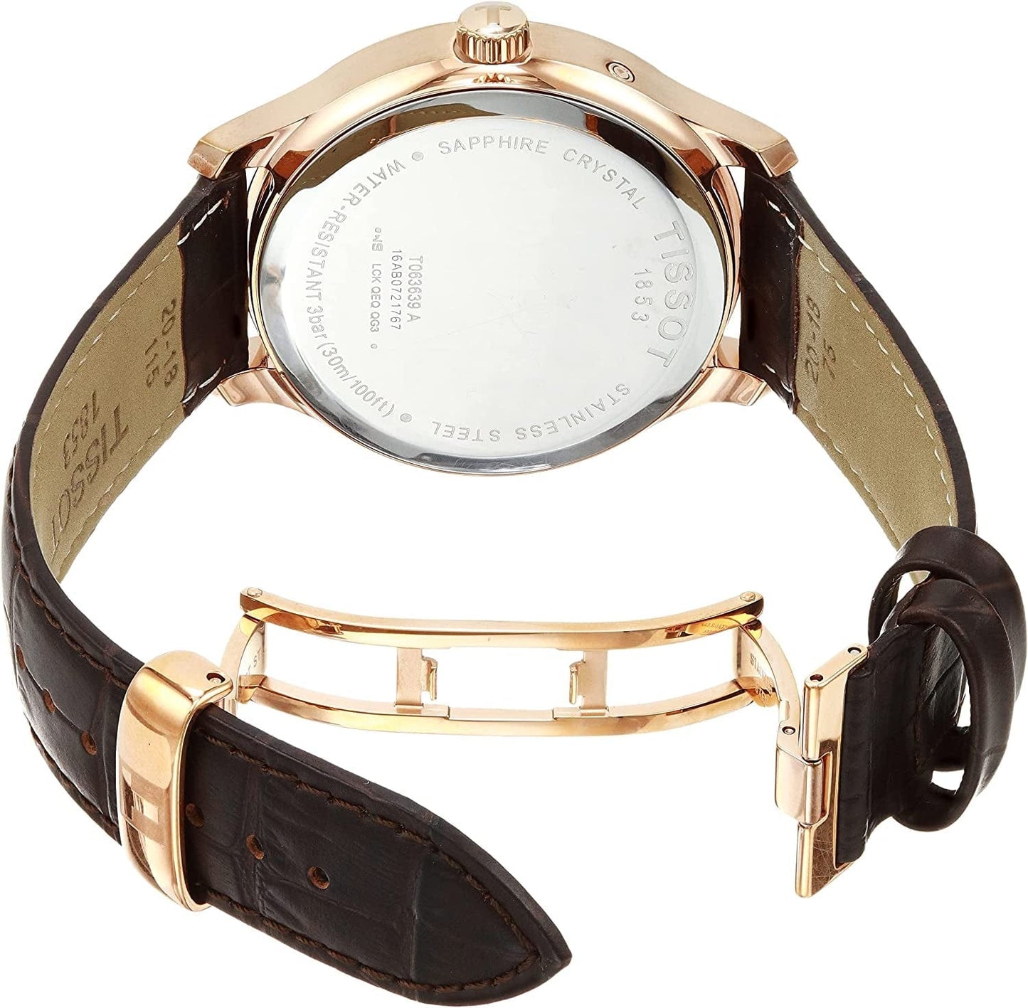 Men'S Tradition GMT Stainless Steel Quartz Watch with Leather Strap, Brown, 20 (Model: T0636393603700)