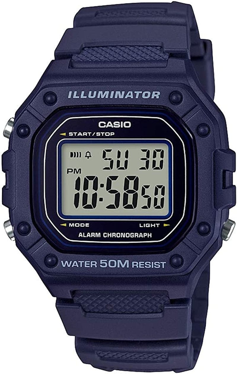 Men'S W-218H-1AVCF Classic Digital Display Quartz Black Watch Blue